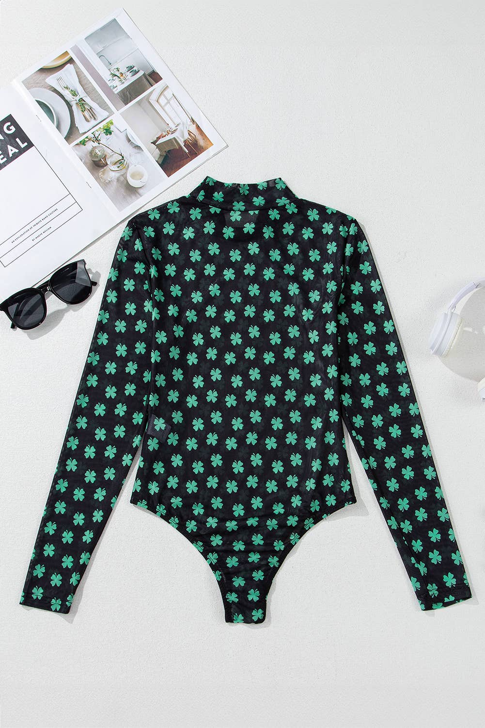 St Patrick Shamrock Mesh Bodysuit