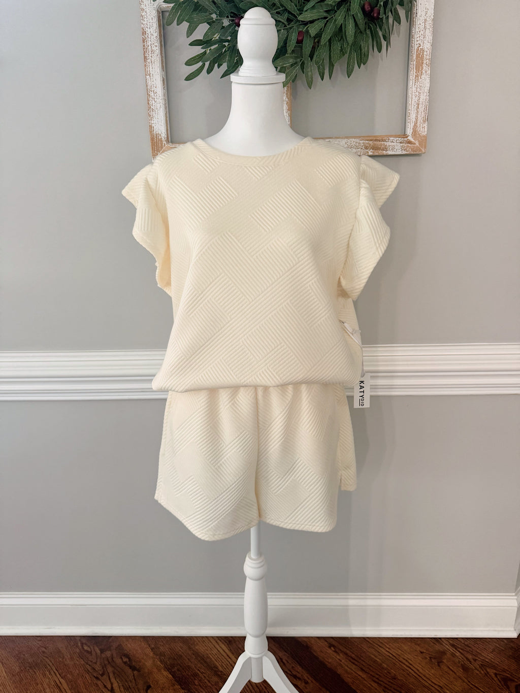 Cream Jacquard Short Set