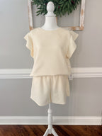 Cream Jacquard Short Set