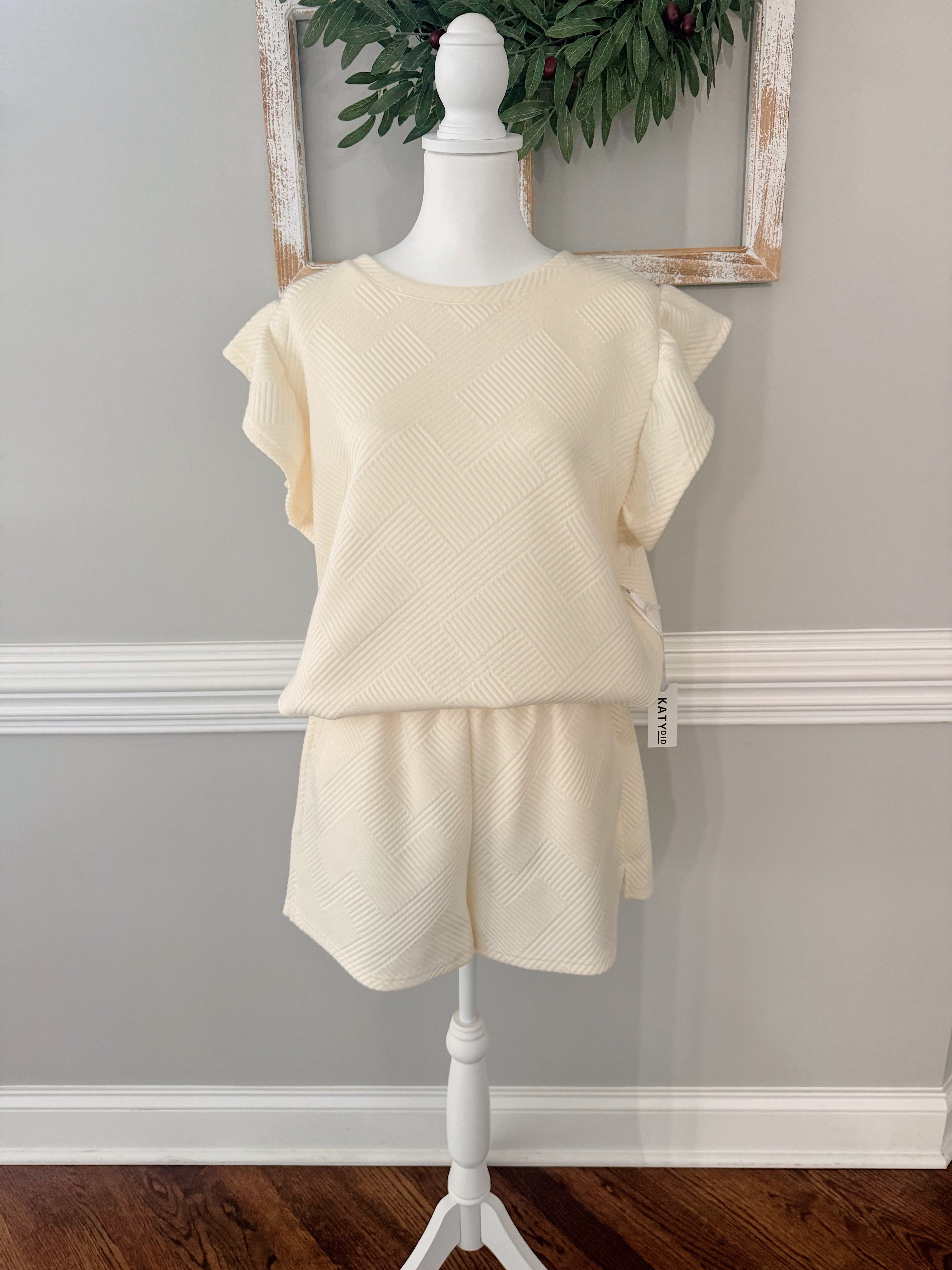 Cream Jacquard Short Set
