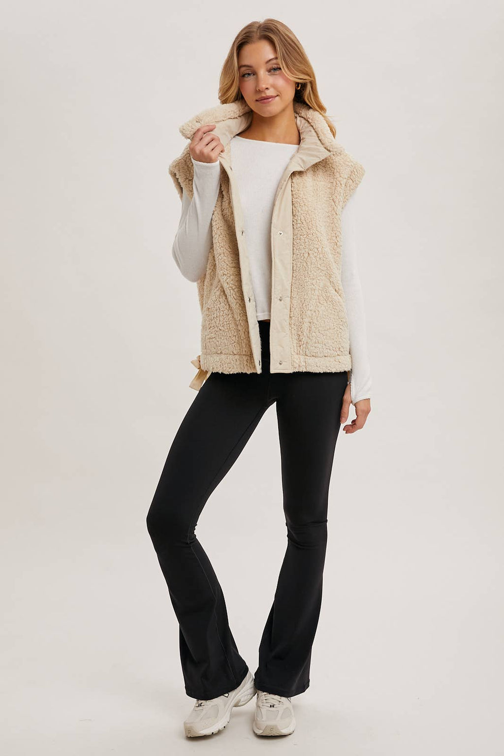 MOCK NECK FLEECE SHERPA VEST