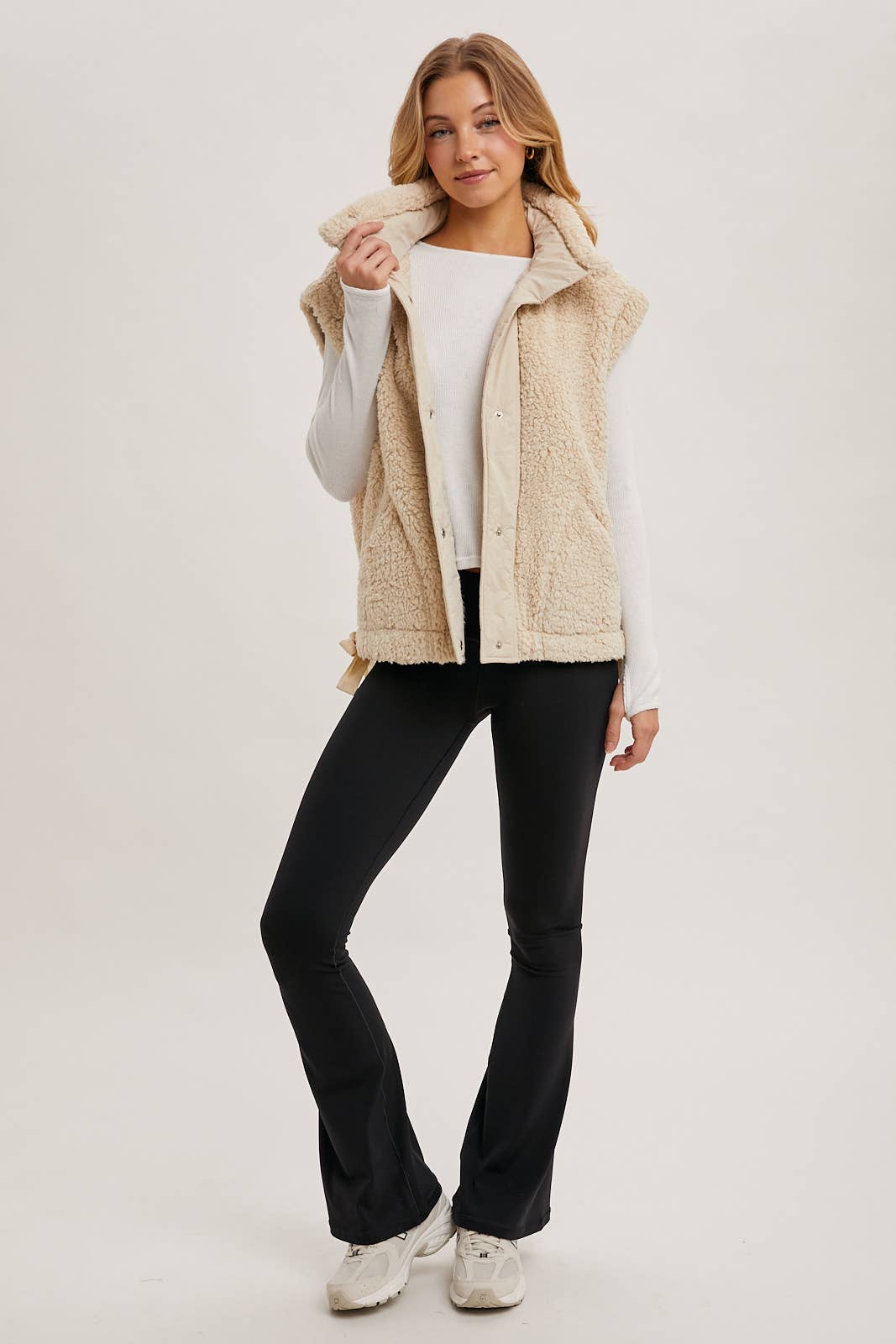 MOCK NECK FLEECE SHERPA VEST