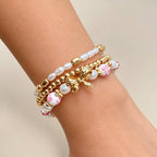 PINK CERAMIC PORCELAIN BOW BRACELET