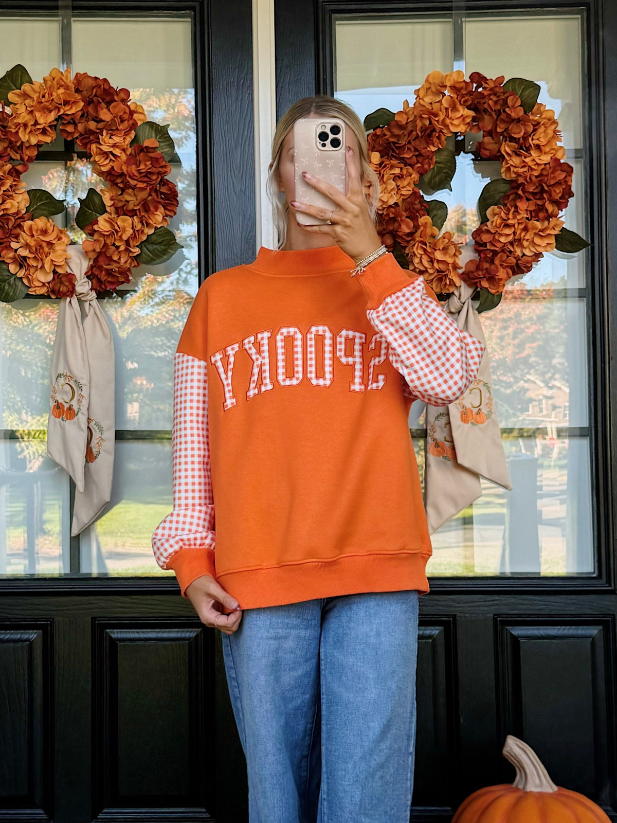 Spooky Plaid Mock Neck Sweatshirt