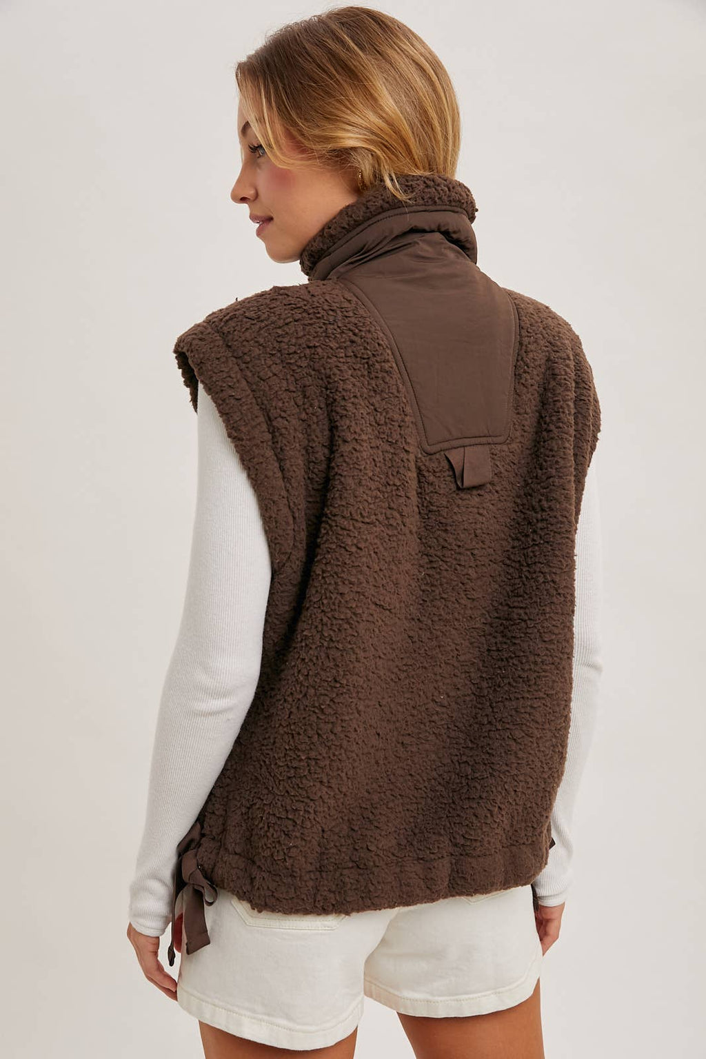 MOCK NECK FLEECE SHERPA VEST