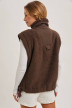 MOCK NECK FLEECE SHERPA VEST