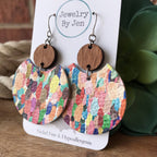 Cherry Wood Round Earrings