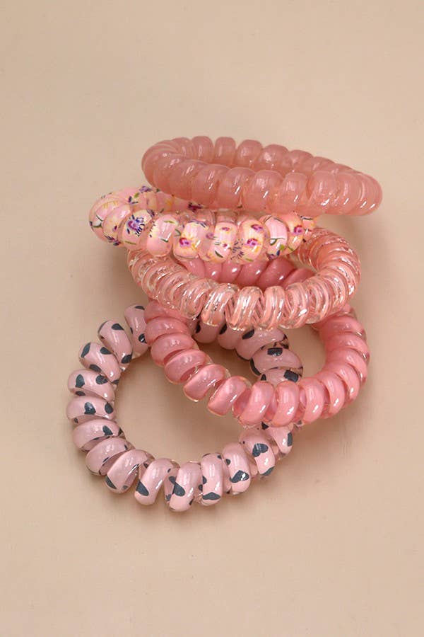 PINK FLOWER HAIR TIES