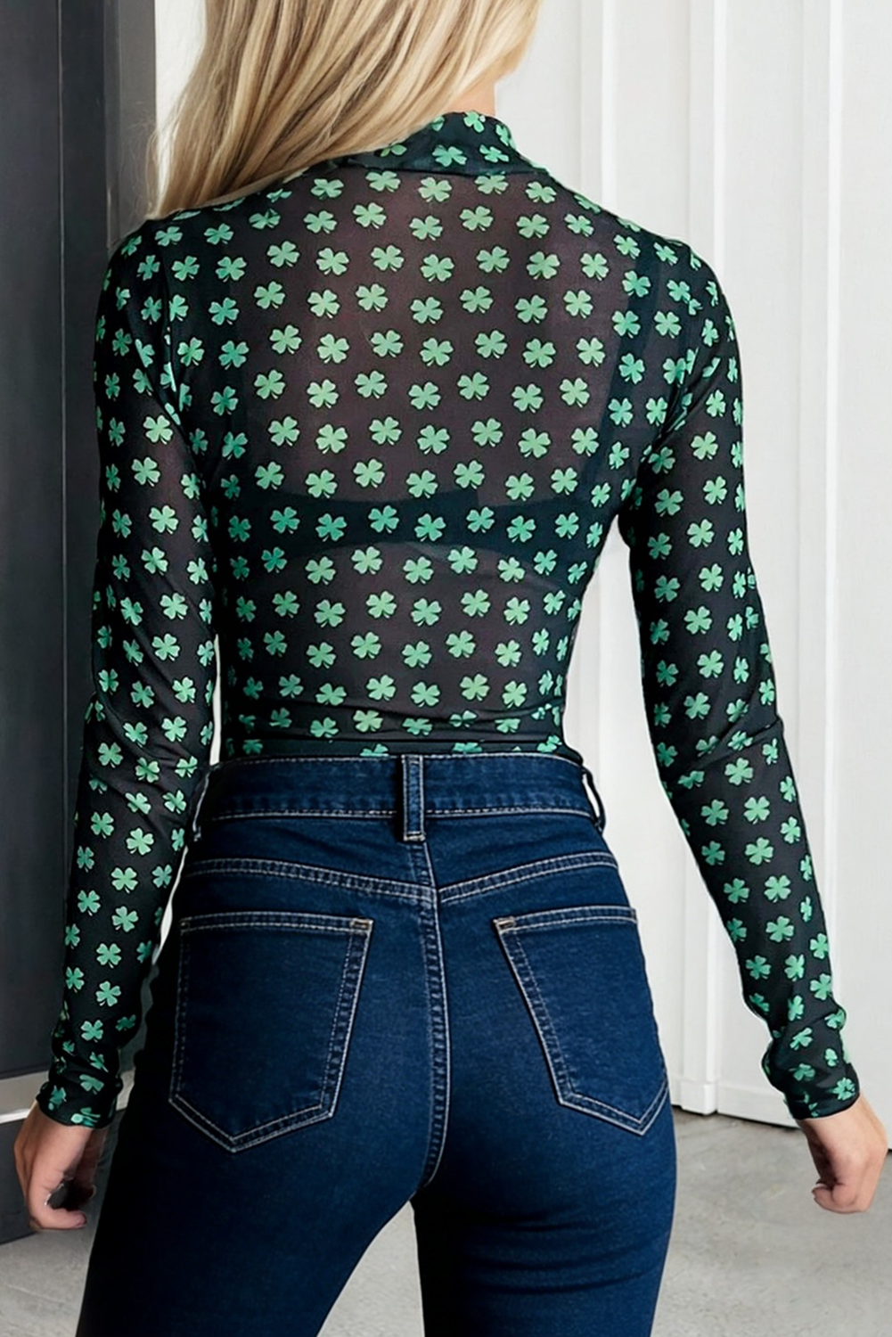 St Patrick Shamrock Mesh Bodysuit