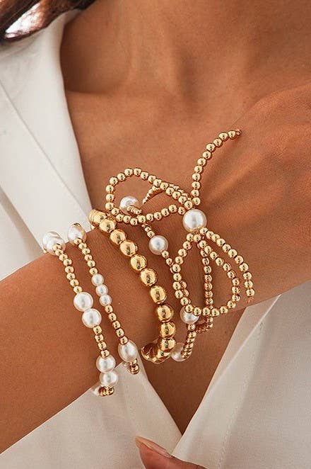 WYNN BEAD PEARL BOW BRACELET