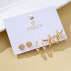 Shell Starfish Pearl Trio Earring Set