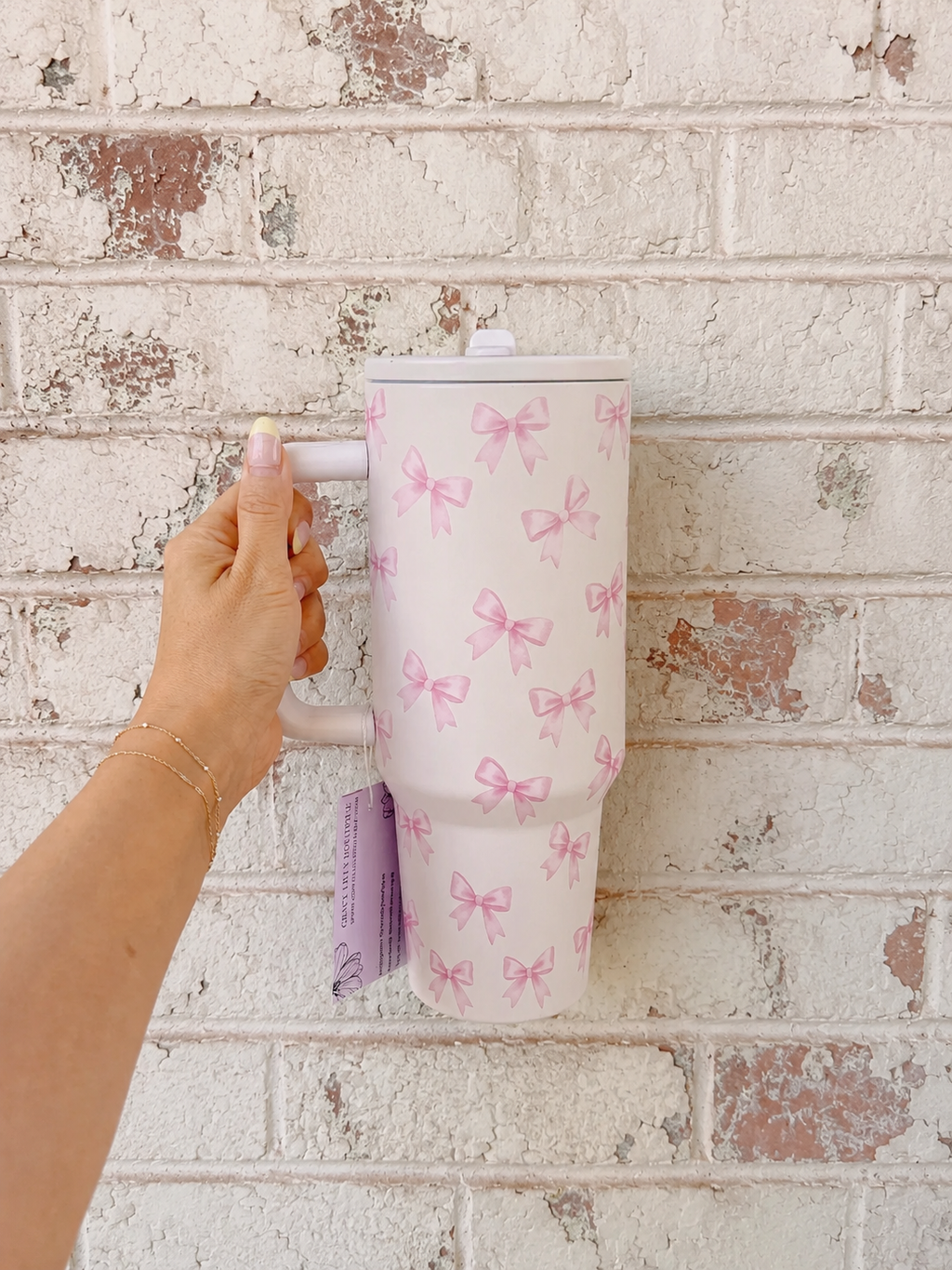 40oz Pink Bow Tumbler