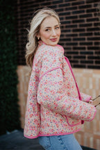 Pink Dainty Floral Quilted Jacket