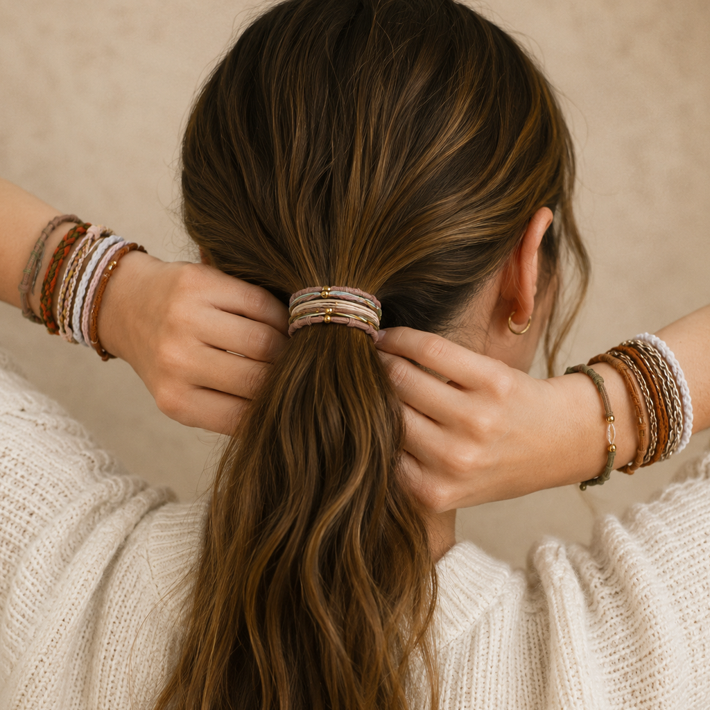 Boho Multi Hair Tie Bracelet Set