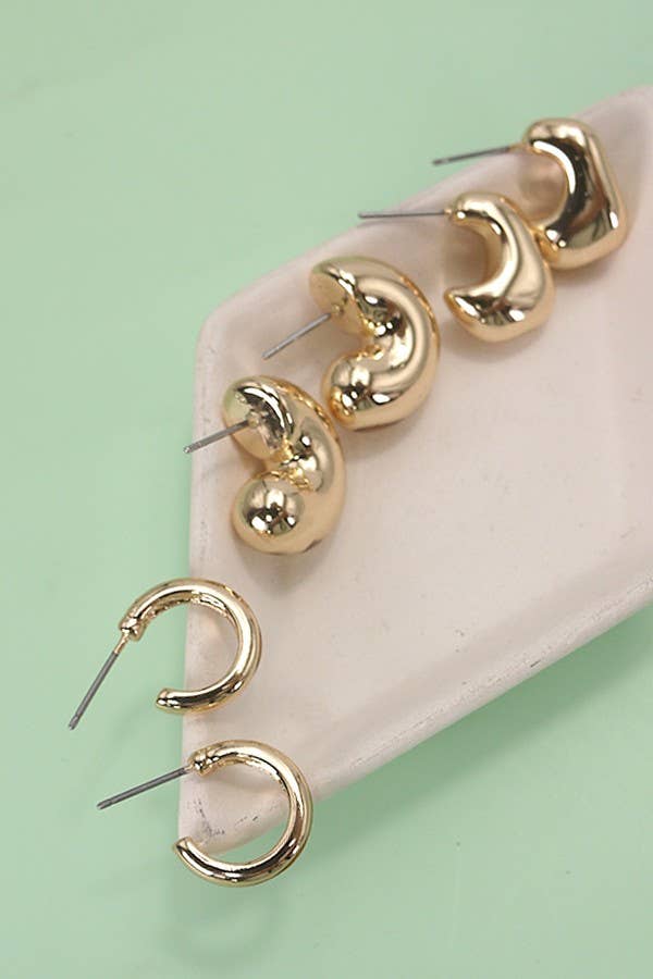 BUBBLE HOOP TRIO EARRINGS