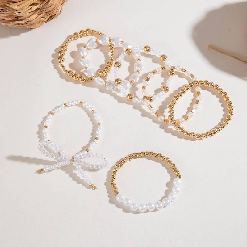 SAWYER BEAD PEARL BOW BRACELET