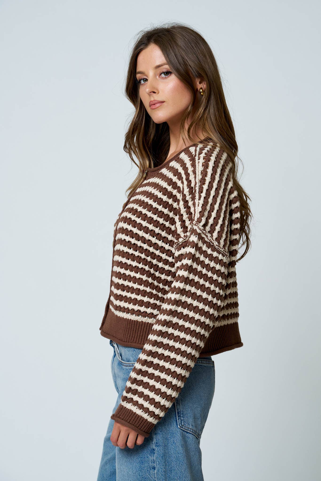 CROCHET KNIT BUTTON CARDIGAN