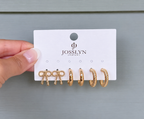 BOW HUGGIE HOOP TRIO EARRINGS