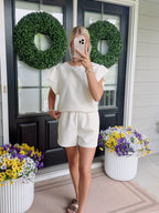 Cream Jacquard Short Set