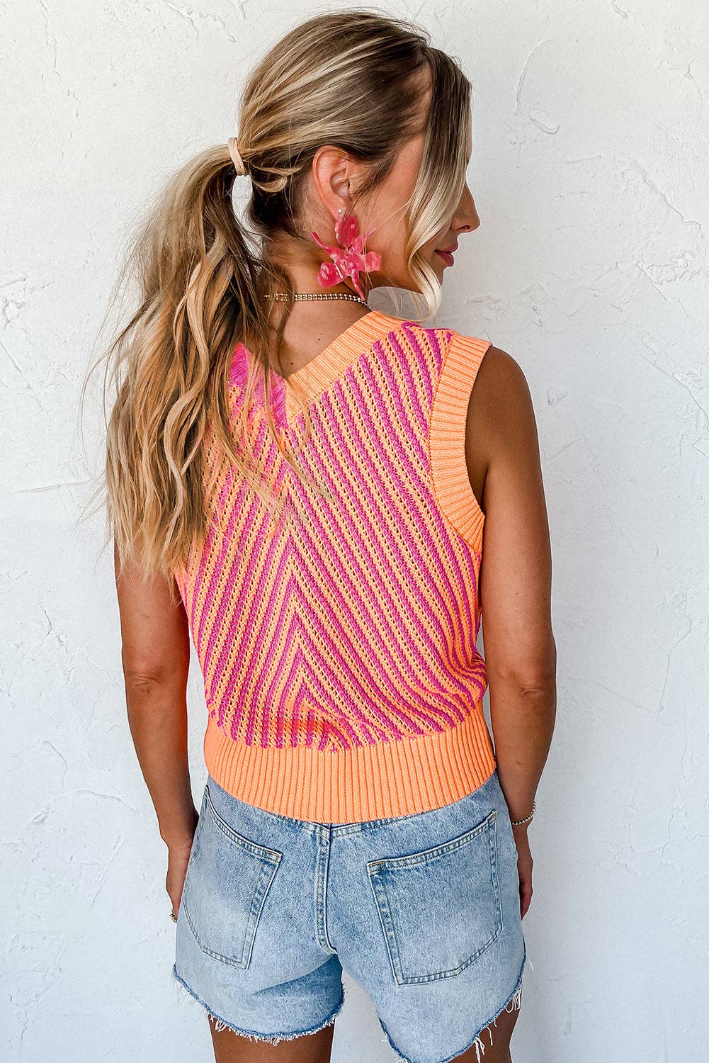 Chevron V Neck Sweater Vest