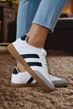 Striped Lace-up Flat Sneakers