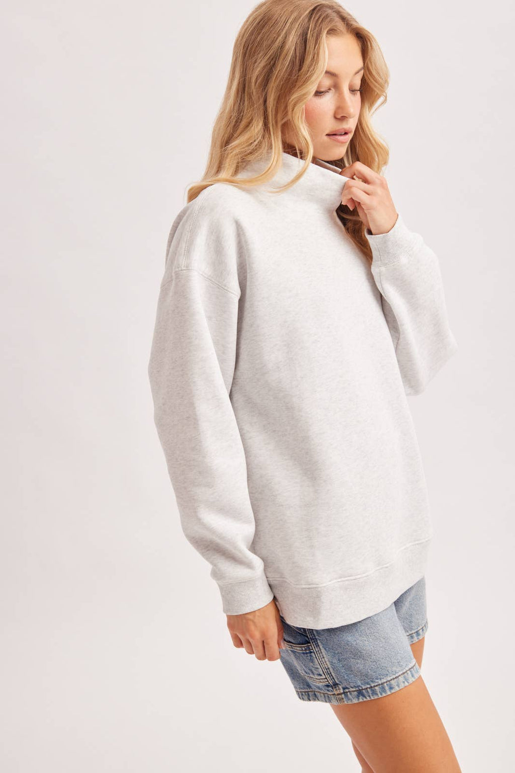 ANNA MOCK NECK PULLOVER