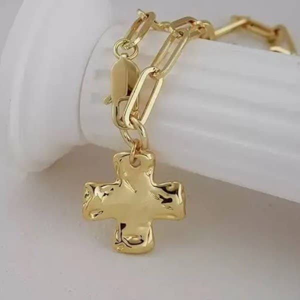 SMALL HAMMERED CROSS NECKLACE