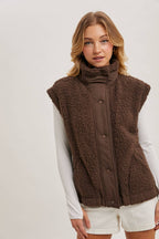 MOCK NECK FLEECE SHERPA VEST