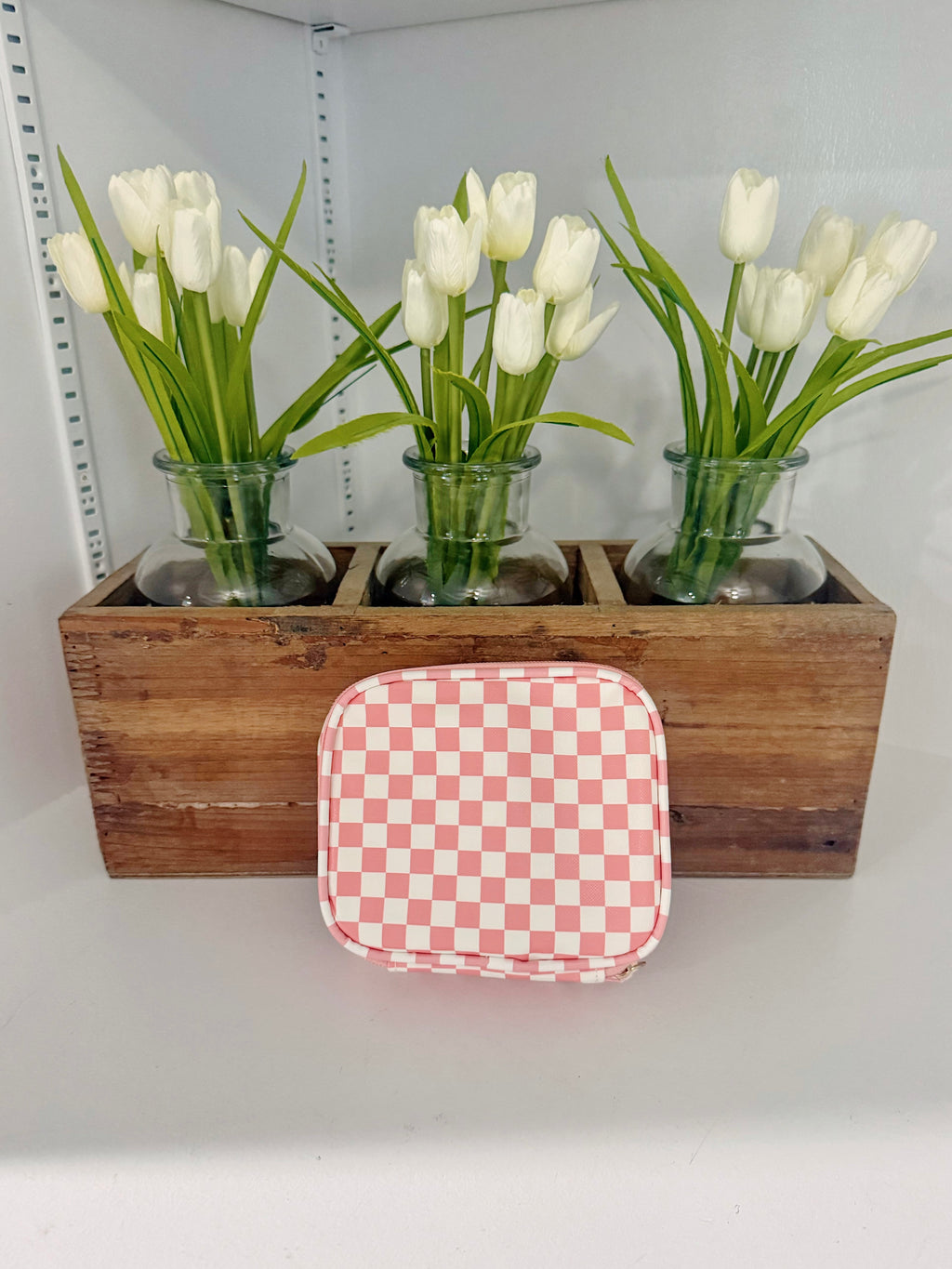 CHECKER GINGHAM COSMETIC BAG