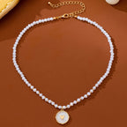 Pearl Beaded Heart Charm necklace