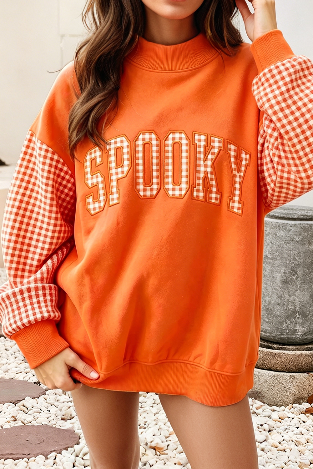 Spooky Plaid Mock Neck Sweatshirt