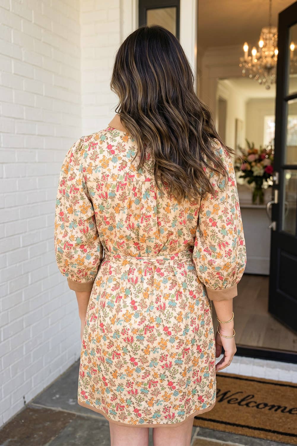 Ayelet Floral Buckle Belt Mini Dress