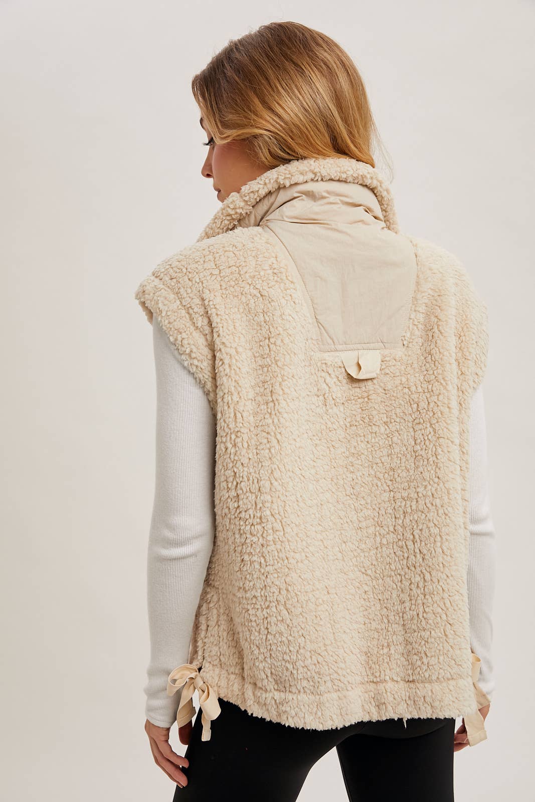 MOCK NECK FLEECE SHERPA VEST