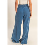 Mineral Washed Wide-Leg Pants