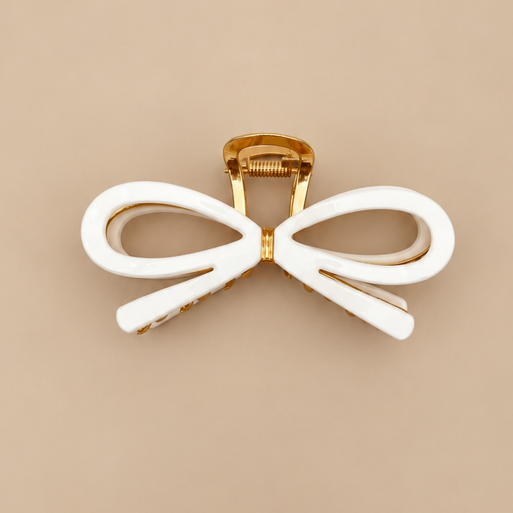 Ribbon Bow Gold Claw Clips