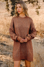 Cable Knit Drop Shoulder Loose Fit Sweater Dress
