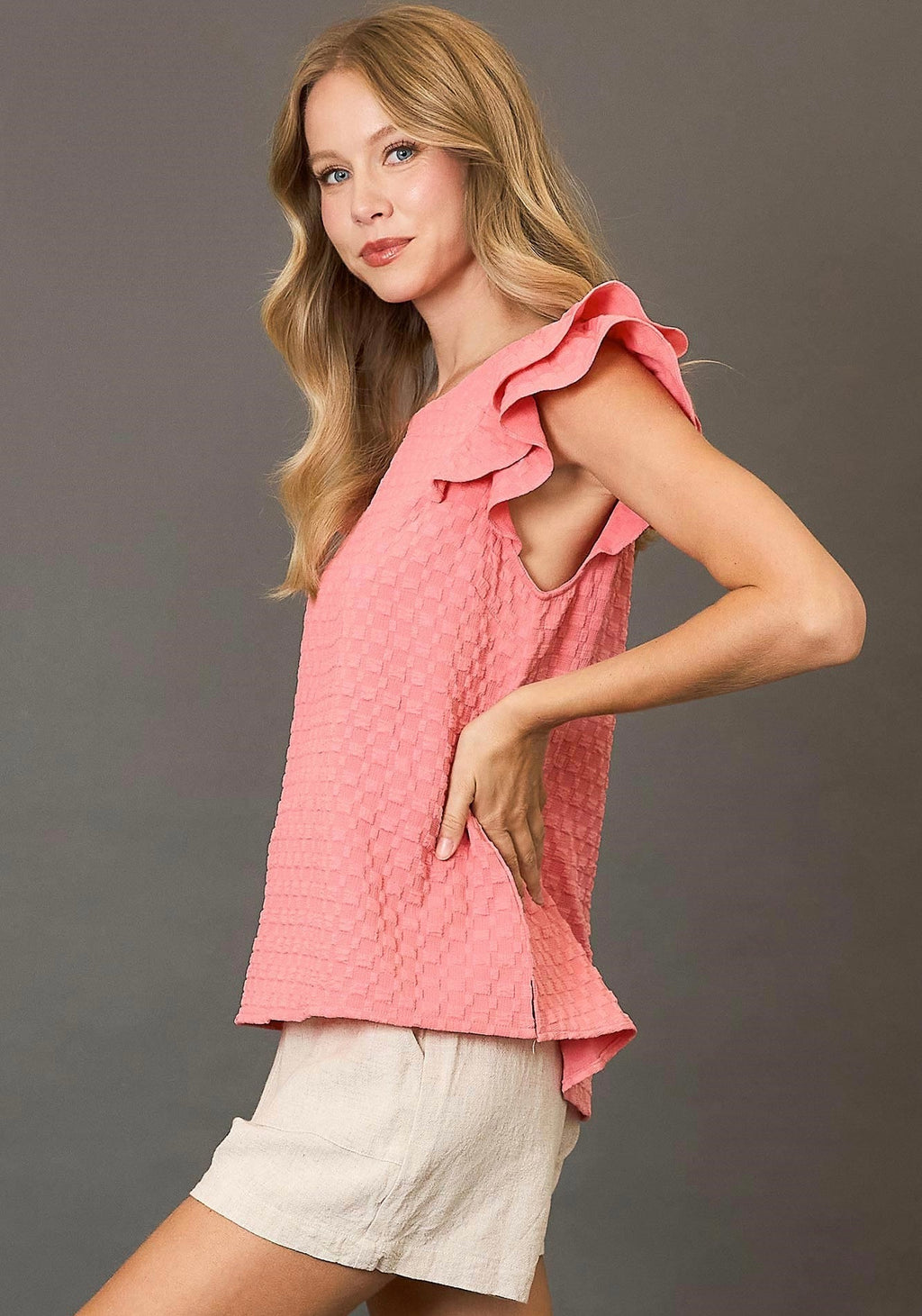Shae Jacquard  Ruffled Top