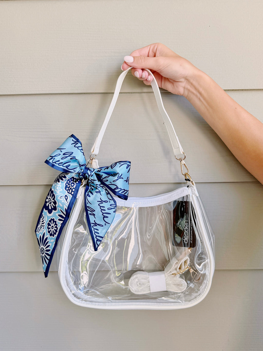 NC Tar Heels Sara Clear Purse with Skinny Scarf
