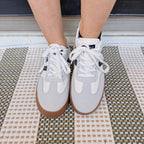 Striped Lace-up Flat Sneakers