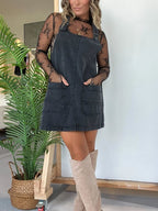Faith Washed Denim Overall Dress