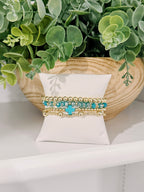 CROSS BEADED BRACELET- Pink or Turquoise