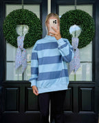Mayla Navy Striped  Mockneck