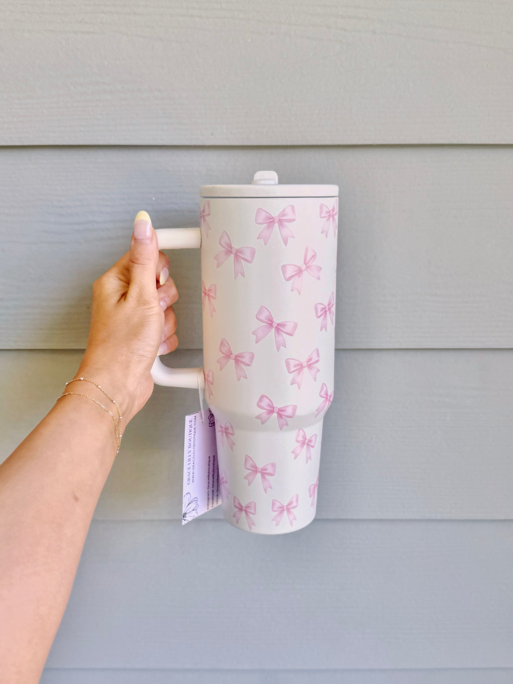40oz Pink Bow Tumbler