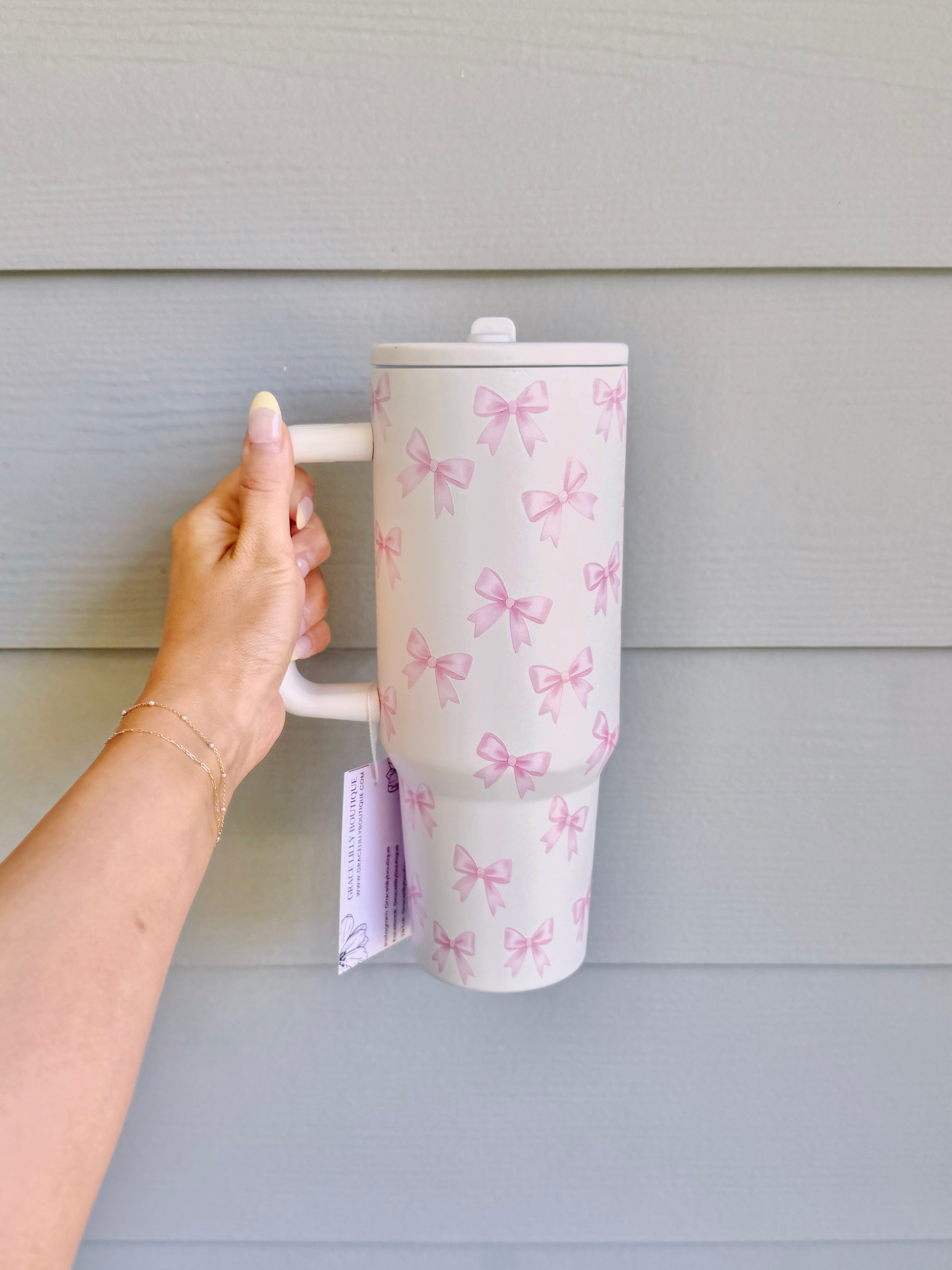 40oz Pink Bow Tumbler