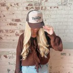 I'm The Problem DTF Printed Brown and Tan Trucker Hat