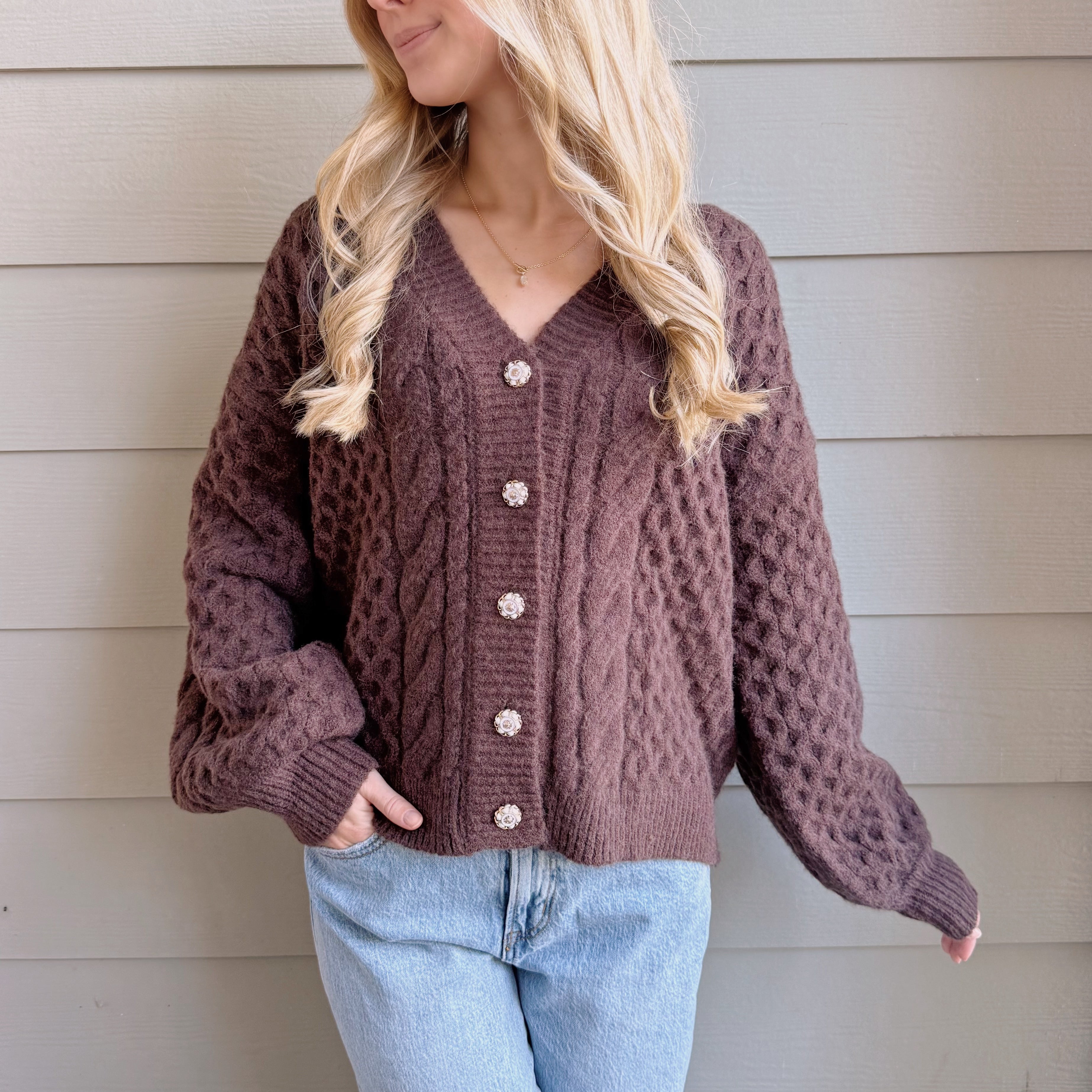 Jade Pearl Button Cardigan