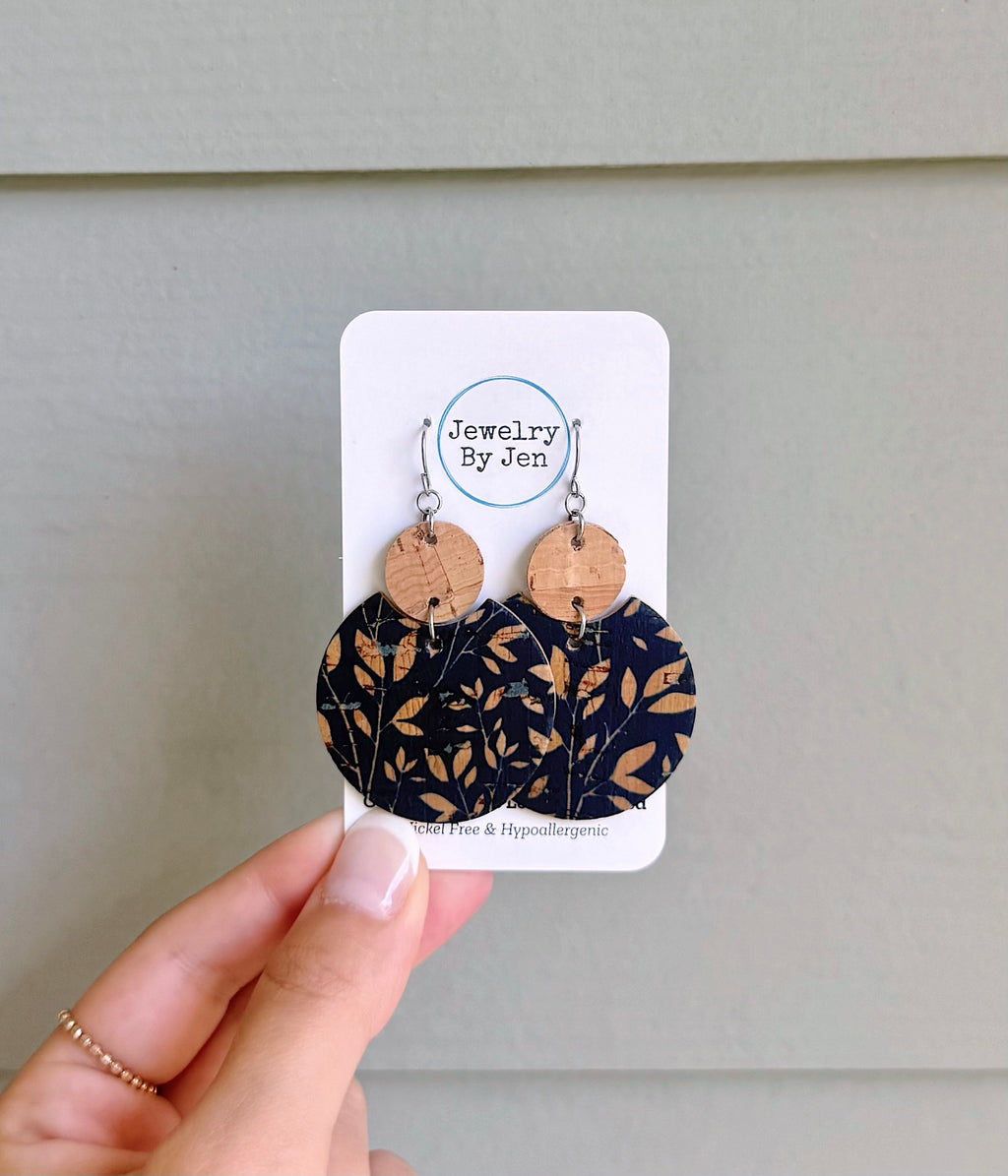 Navy Willow Cork Earrings