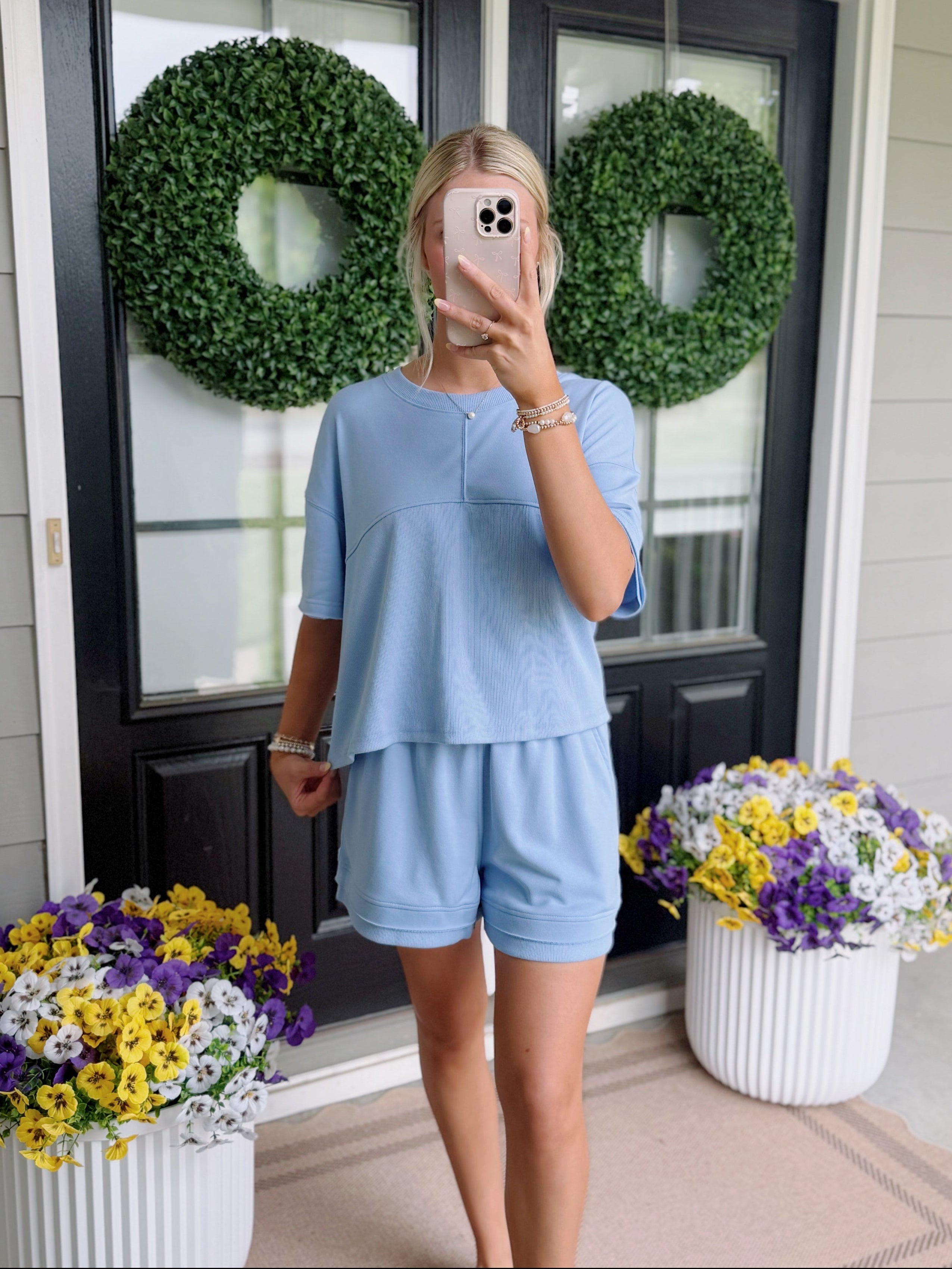Sky Blue 2pcs Short Set