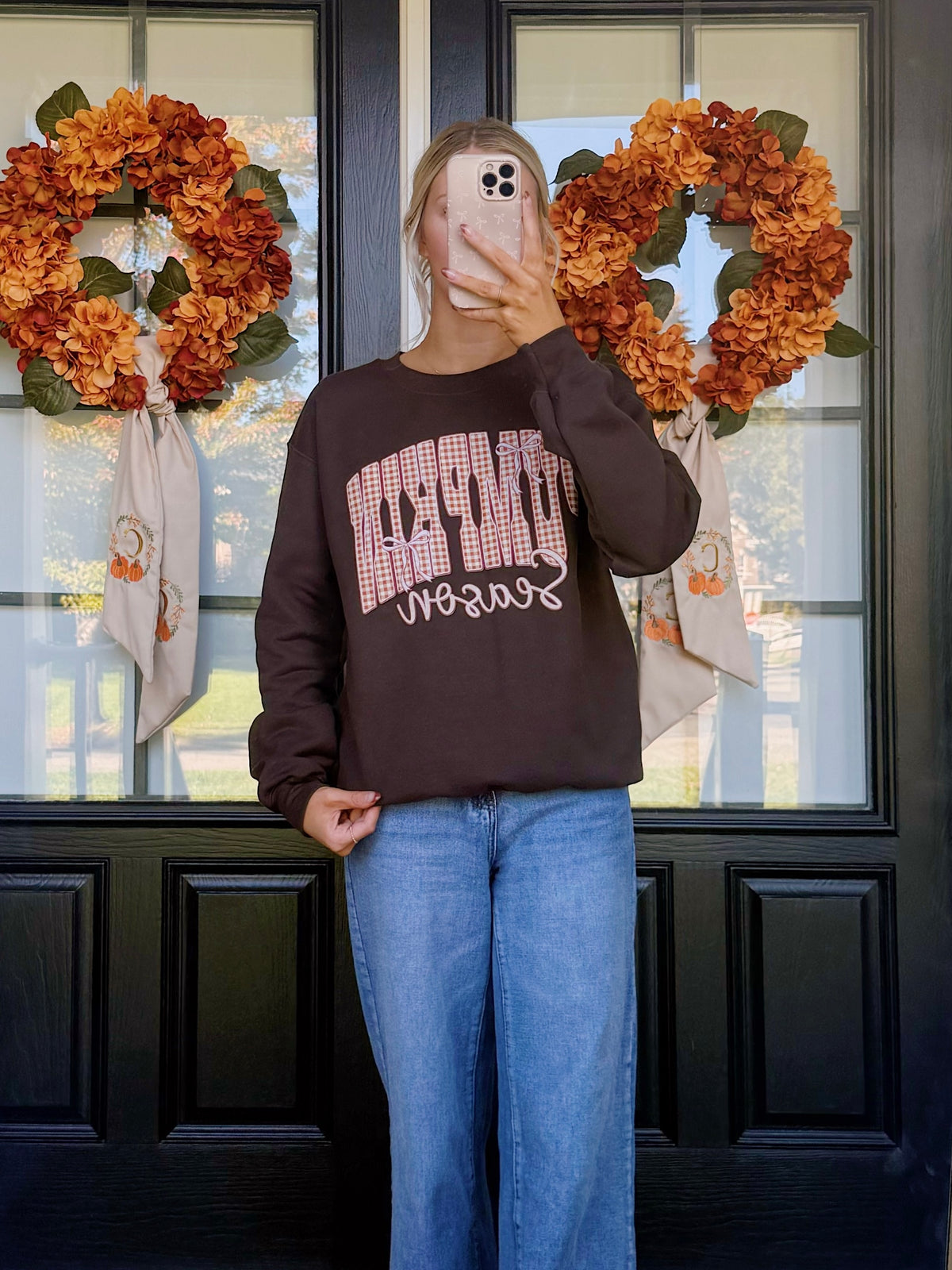 Pumpkin Patch Gingham Sweatshirt