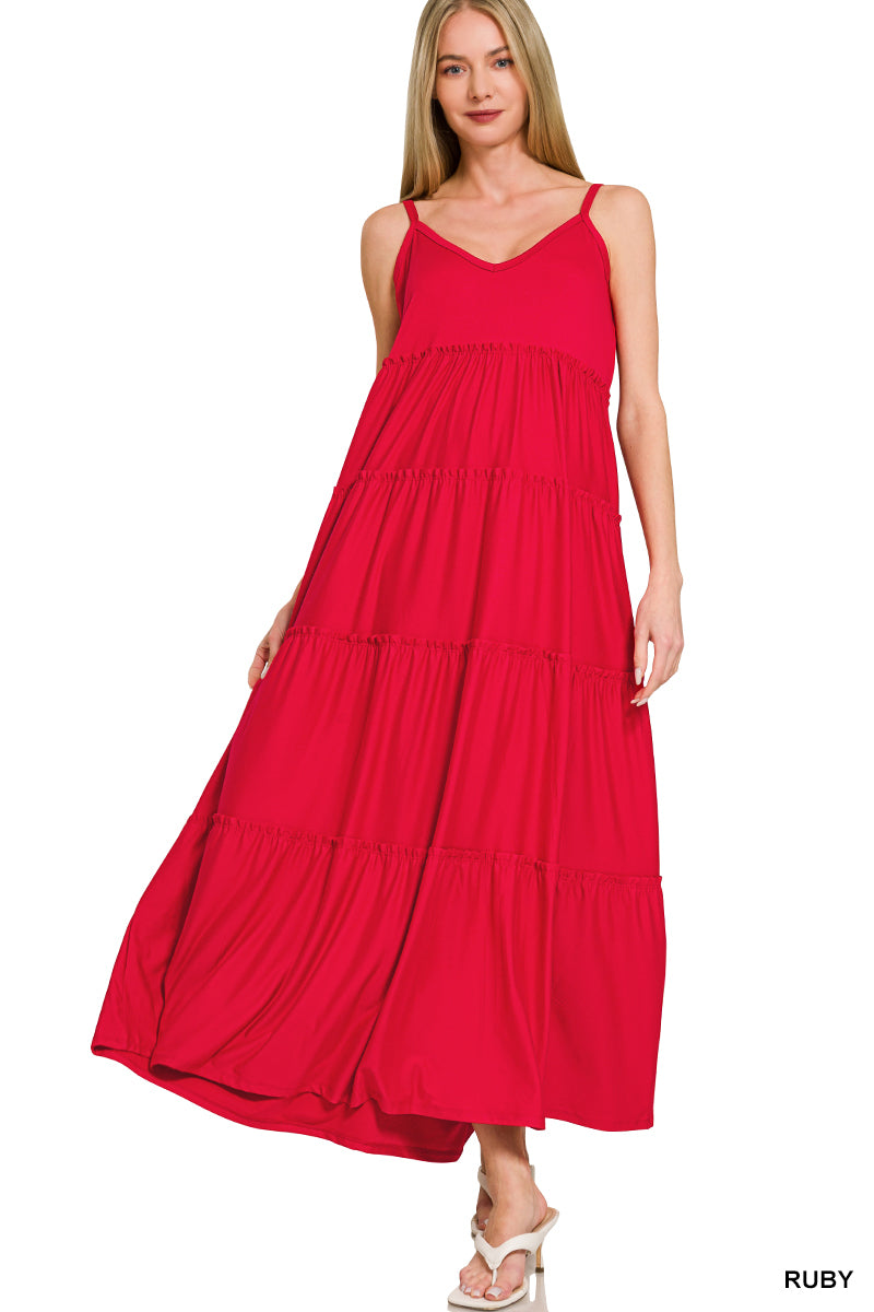 Aven Red V- Dress